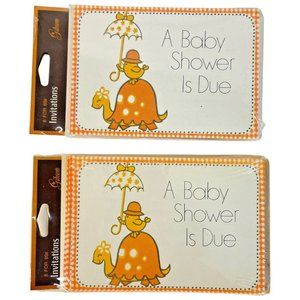 Sealed Vintage Gibson Baby Shower Invitations 16 Cards With Envelopes Orange